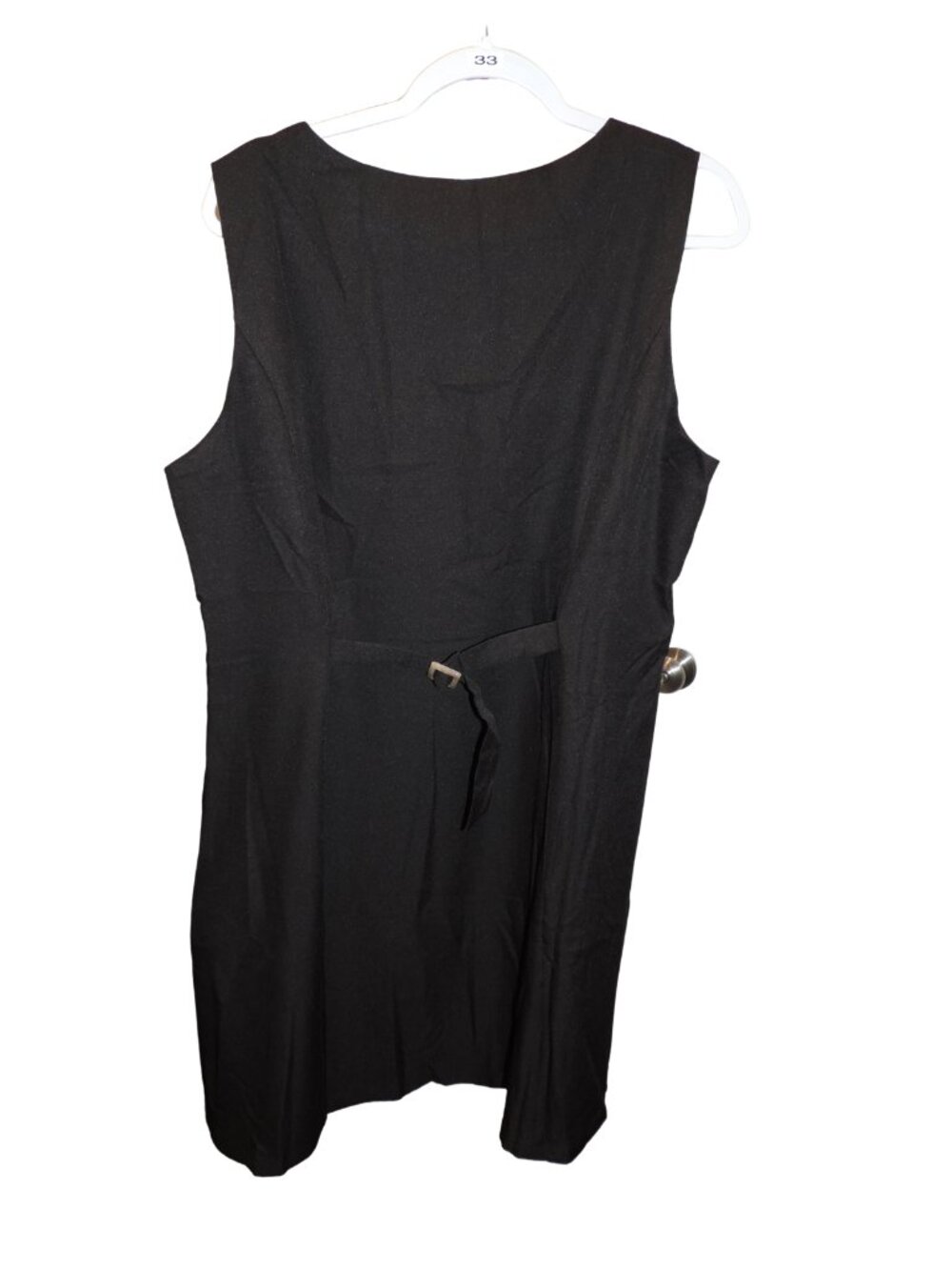Classic Black Sleeveless Belted Women's Dress
